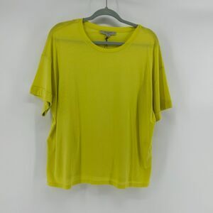 All Saints Briar Tee Relaxed Drop Shoulder T-Shirt Women L Yellow Organic Cotton